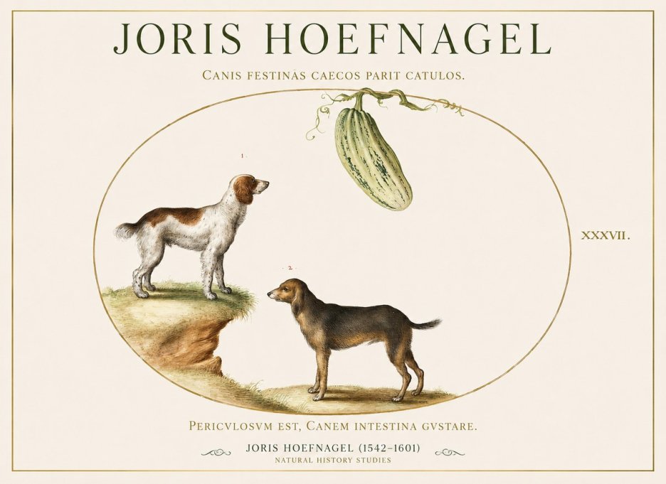 Joris Hoefnagel Canis Festinas Caecos Parit Catulos No1 - Plakat