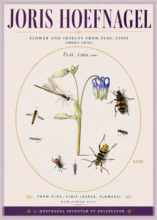 Joris Hoefnagel Insects and a Flower Study No5 - Plakat