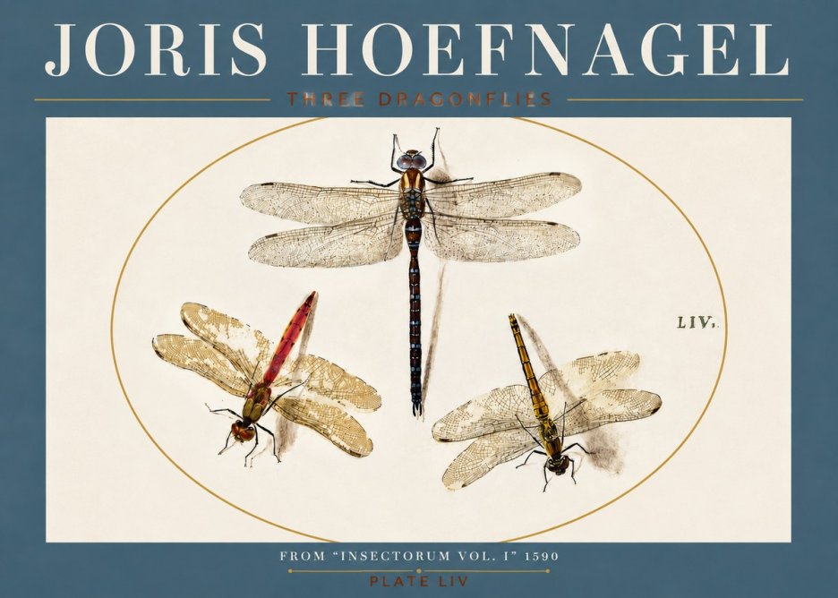 Joris Hoefnagel Three Dragonflies No4 - Plakat