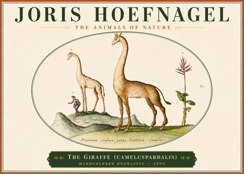 Joris Hoefnagel The Giraffe (Cameluspardalis) No6 - Plakat