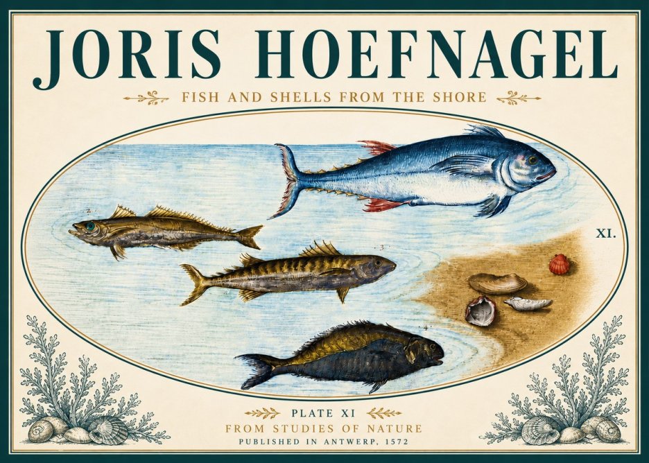 Joris Hoefnagel Fish and Shells from the Shore No6 - Plakat