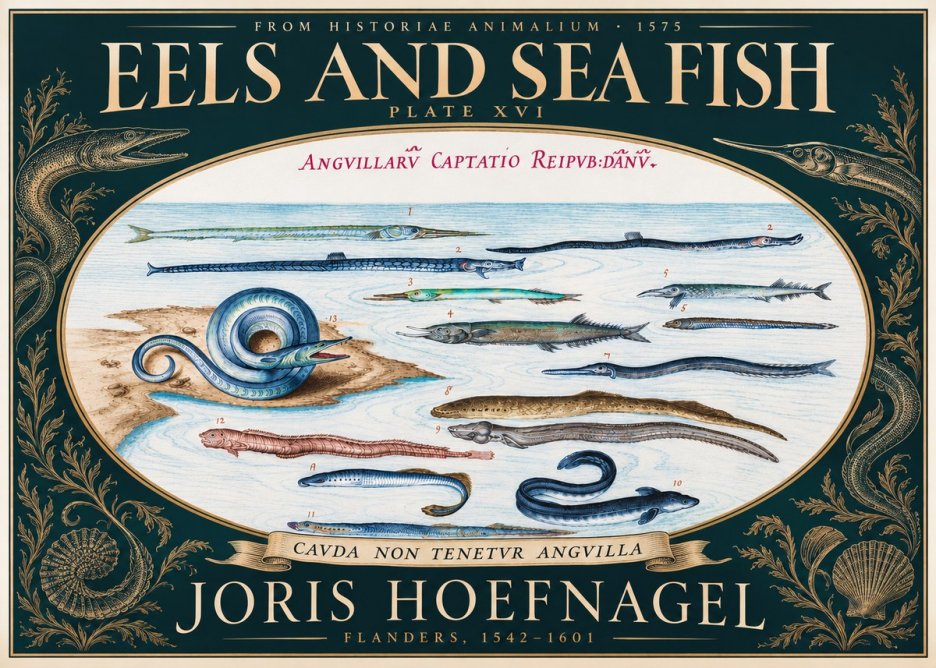 Joris Hoefnagel Eels and Sea Fish No5 - Plakat