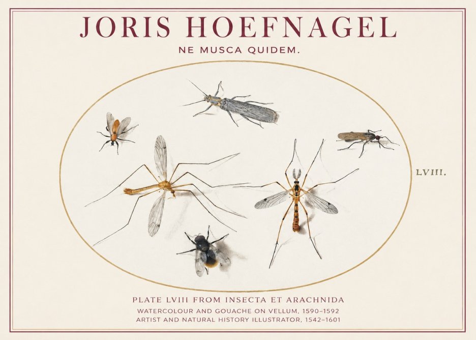 Joris Hoefnagel Plate Lviii from Insecta Et Arachnida No1 - Plakat