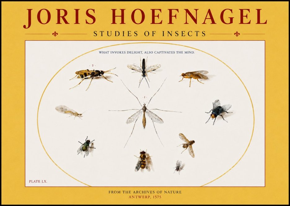 Joris Hoefnagel Studies of Insects III No4 - Plakat