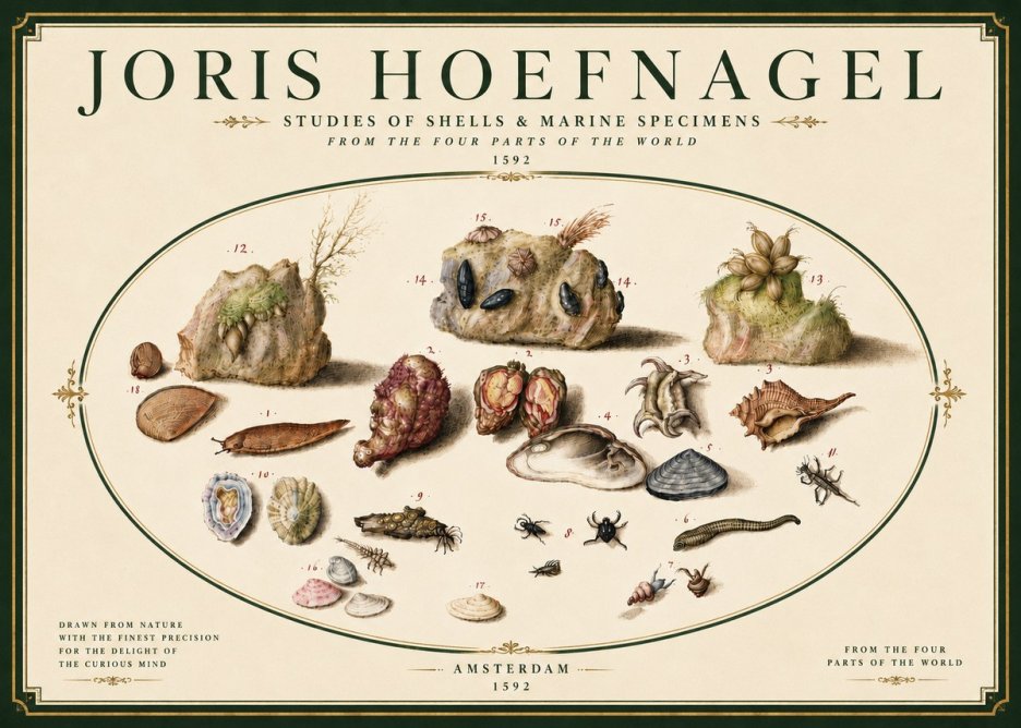 Joris Hoefnagel Studies of Shells & Marine Specimens No6 - Plakat