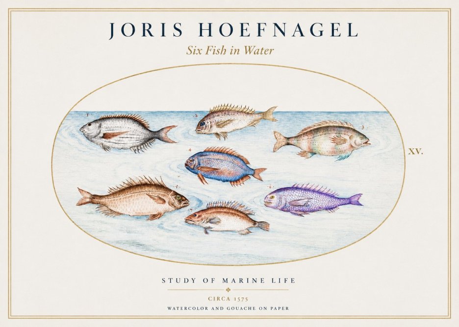 Joris Hoefnagel Six Fish in Water No1 - Plakat