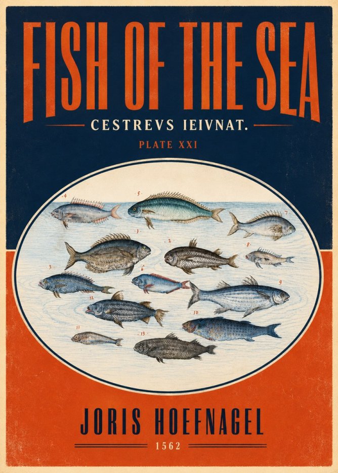 Joris Hoefnagel Fish of the Sea - Cestrevs Ieivnat. Plate Xxi No4 - Plakat