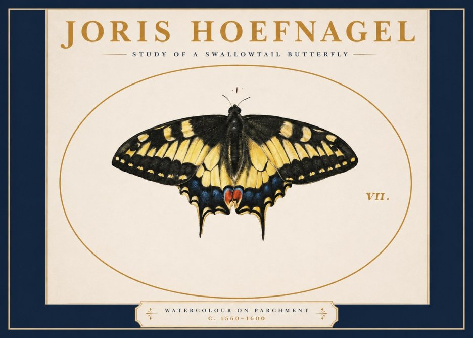 Joris Hoefnagel Study of a Swallowtail Butterfly No2 - Plakat