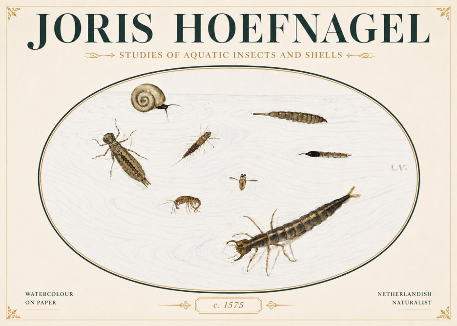 Joris Hoefnagel Studies of Aquatic Insects and Shells No4 - Plakat
