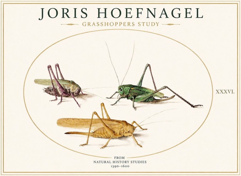 Joris Hoefnagel Grasshoppers Study No1 - Plakat