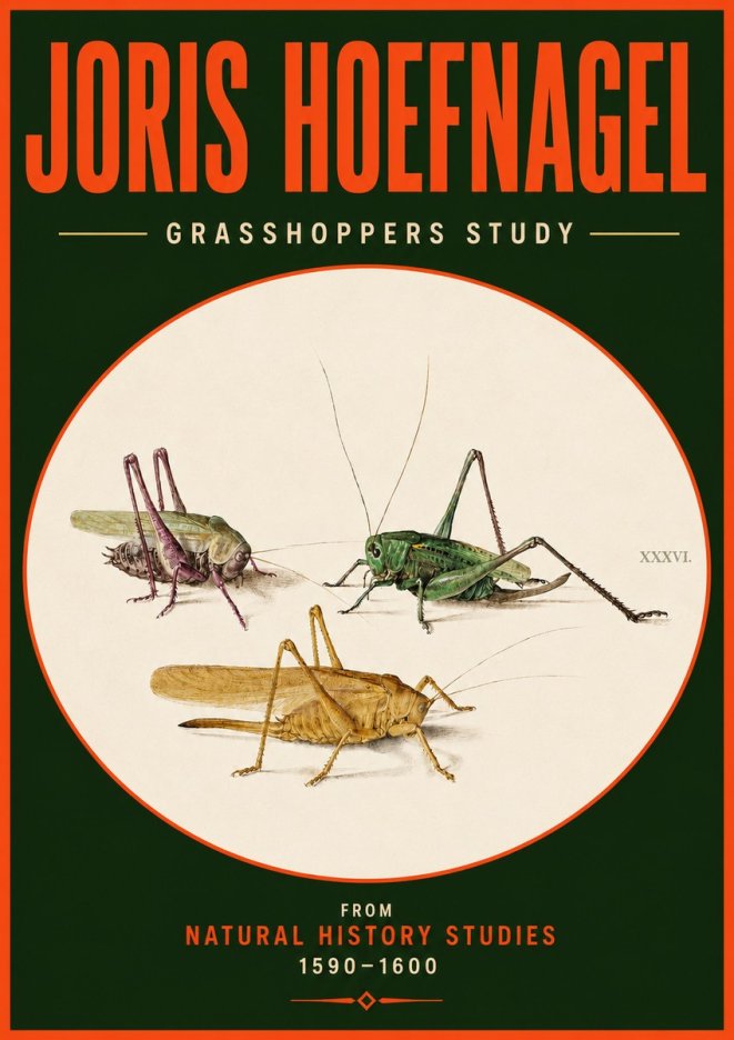 Joris Hoefnagel Grasshoppers Study No4 - Plakat