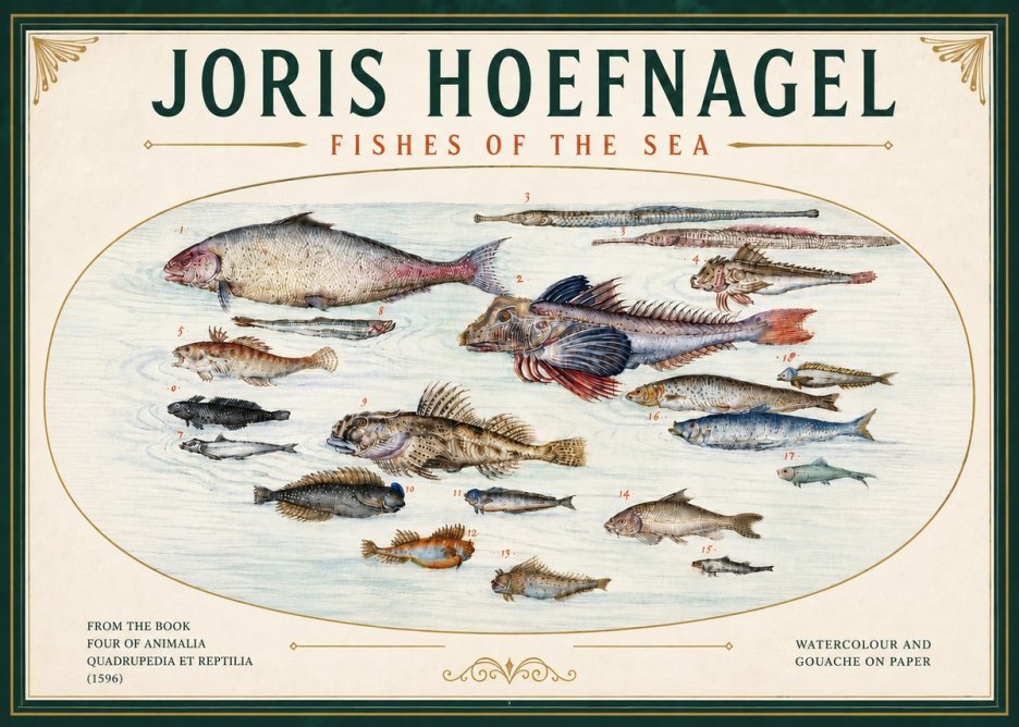 Joris Hoefnagel Fishes of the Sea III No6 - Plakat
