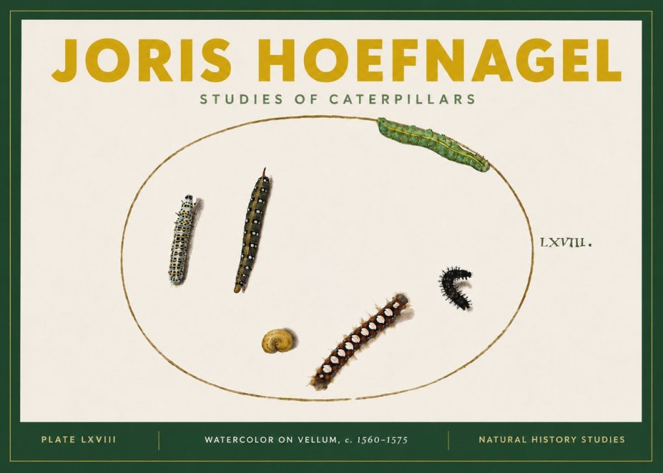 Joris Hoefnagel Studies of Caterpillars No4 - Plakat