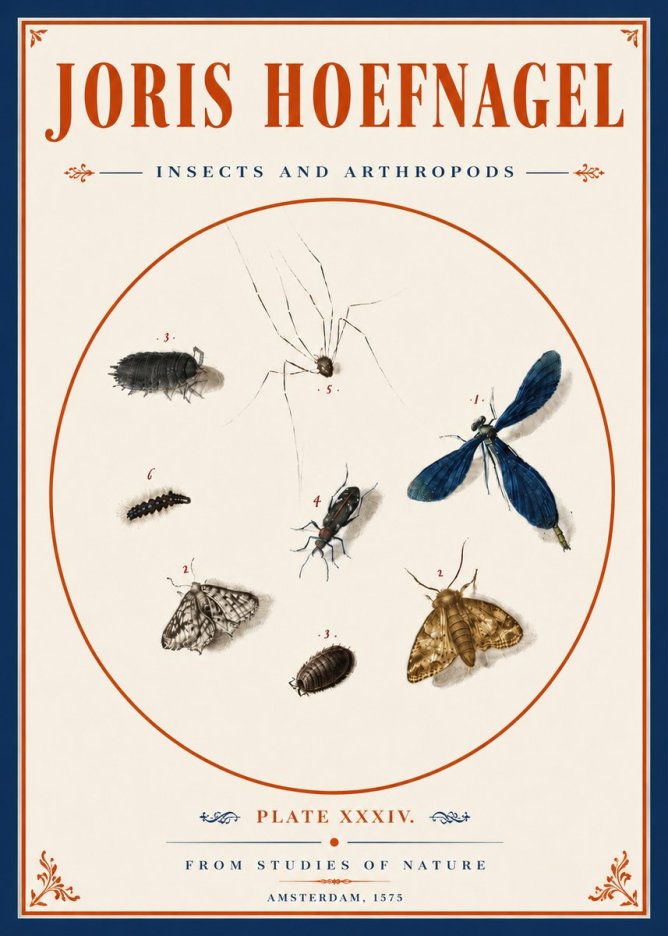 Joris Hoefnagel Insects and Arthropods No6 - Plakat