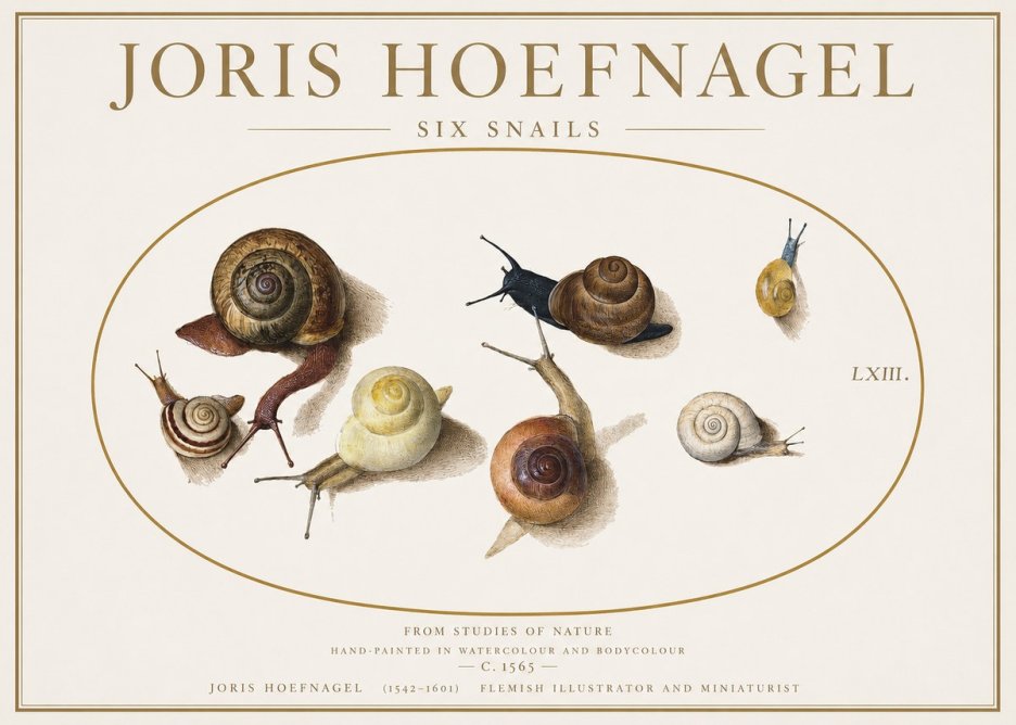 Joris Hoefnagel Six Snails No1 - Plakat