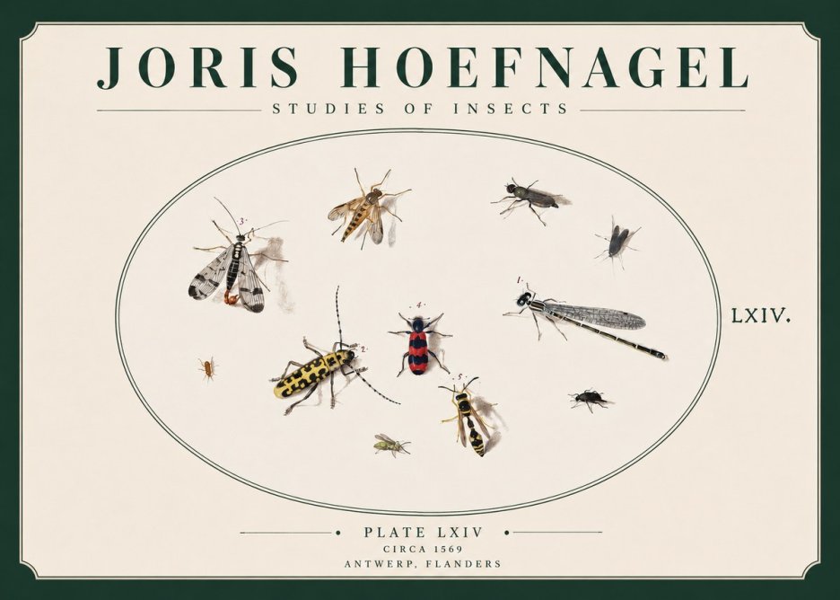 Joris Hoefnagel Studies of Insects - Plate Lxiv No3 - Plakat