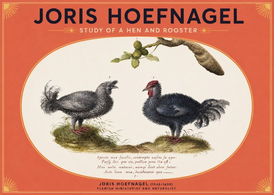 Joris Hoefnagel Study of a Hen and Rooster No3 - Plakat