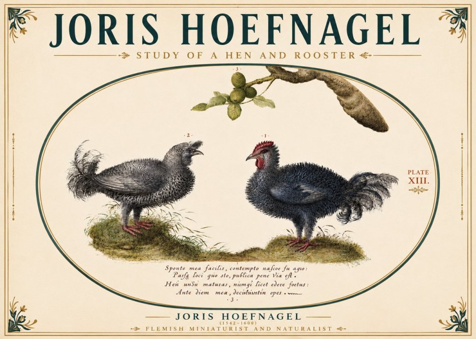 Joris Hoefnagel Study of a Hen and Rooster No6 - Plakat