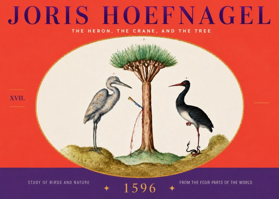 Joris Hoefnagel The Heron, the Crane, and the Tree No4 - Plakat