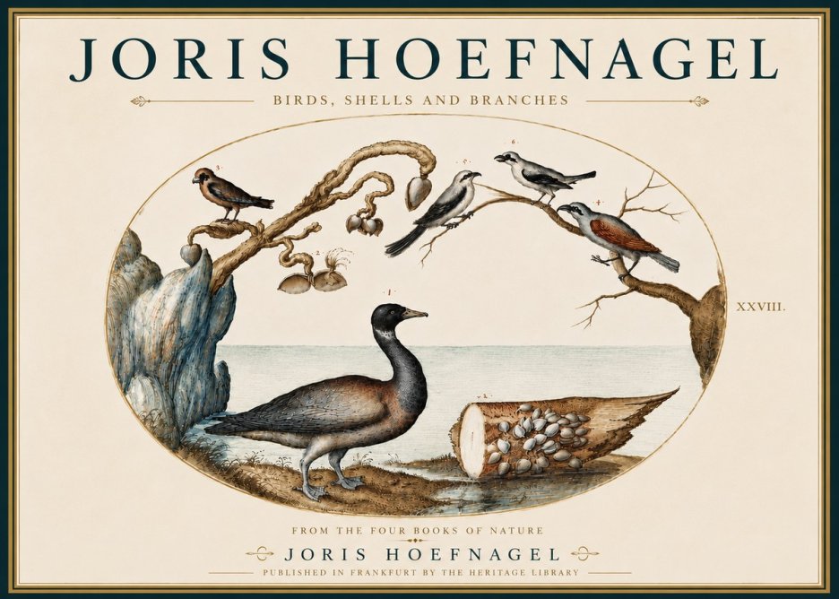 Joris Hoefnagel Birds, Shells and Branches No5 - Plakat