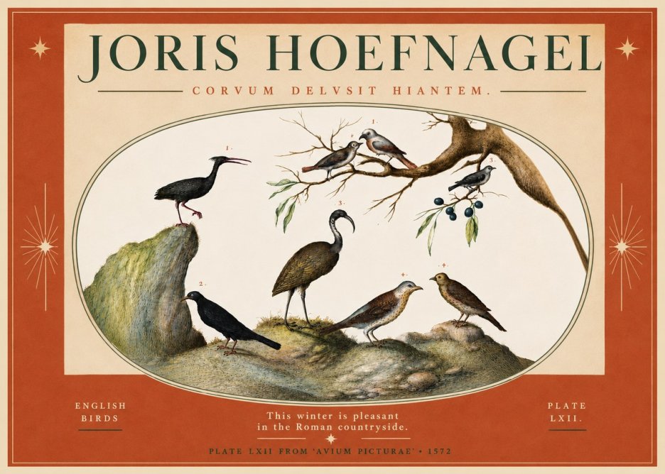 Joris Hoefnagel English Birds Plate Lxii No4 - Plakat