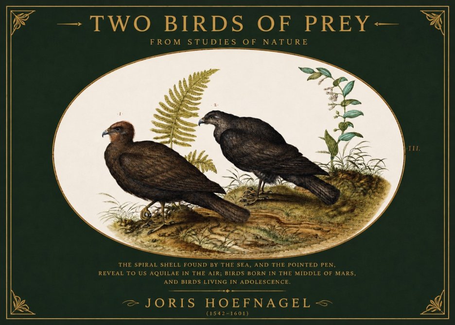Joris Hoefnagel Two Birds of Prey - from Studies of Nature No2 - Plakat