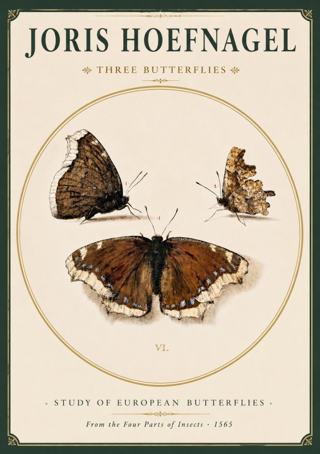 Joris Hoefnagel Three Butterflies I No3 - Plakat