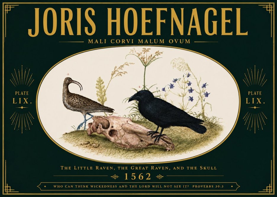 Joris Hoefnagel The Little Raven, the Great Raven, and the Skull No6 - Plakat