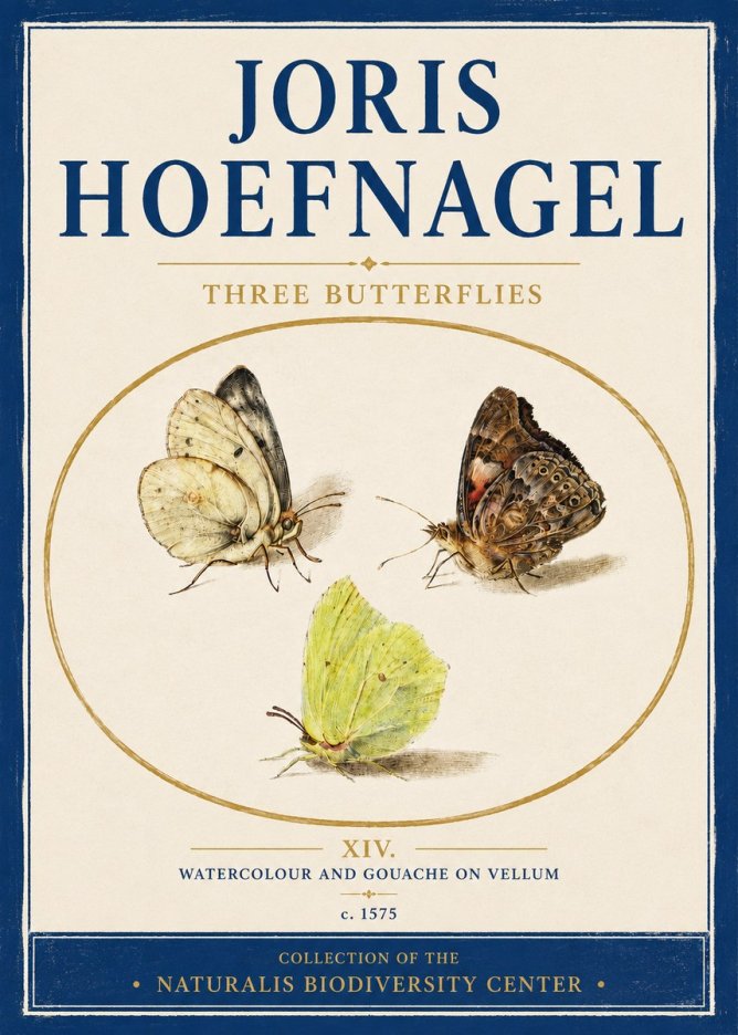 Joris Hoefnagel Three Butterflies II No4 - Plakat