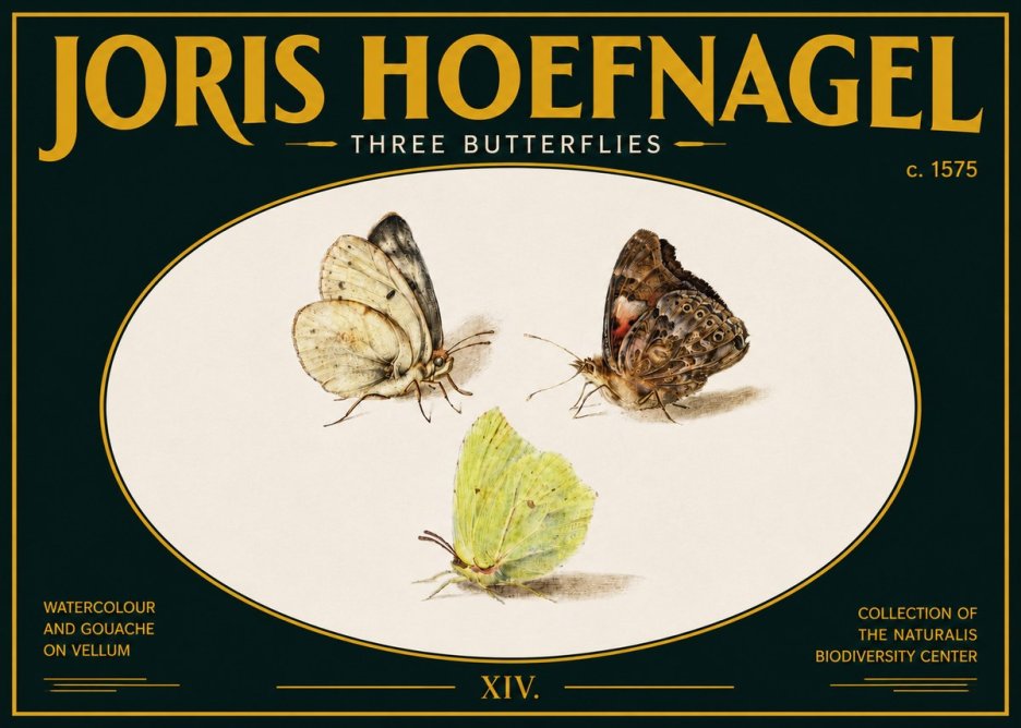 Joris Hoefnagel Three Butterflies II No5 - Plakat