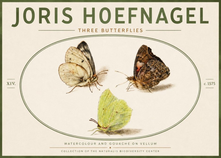 Joris Hoefnagel Three Butterflies II No6 - Plakat