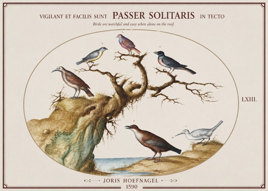 Joris Hoefnagel Vigilant Et Fact Suum Sicut Passer Solitarius in Tecto No2 - Plakat