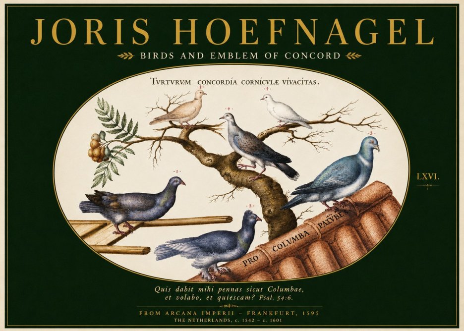 Joris Hoefnagel Birds and Emblem of Concord No3 - Plakat