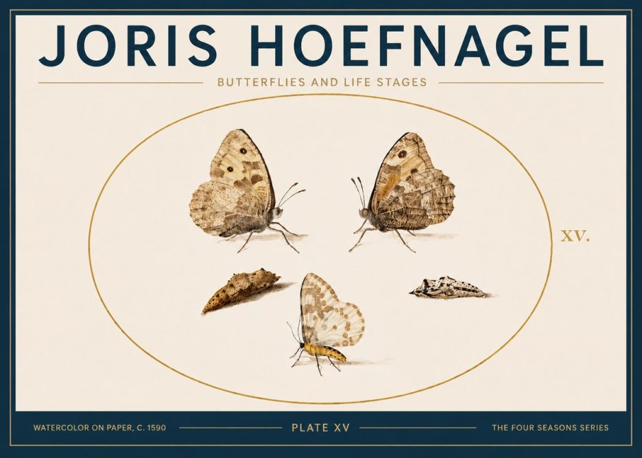 Joris Hoefnagel Butterflies and Life Stages - Plate Xv No5 - Plakat