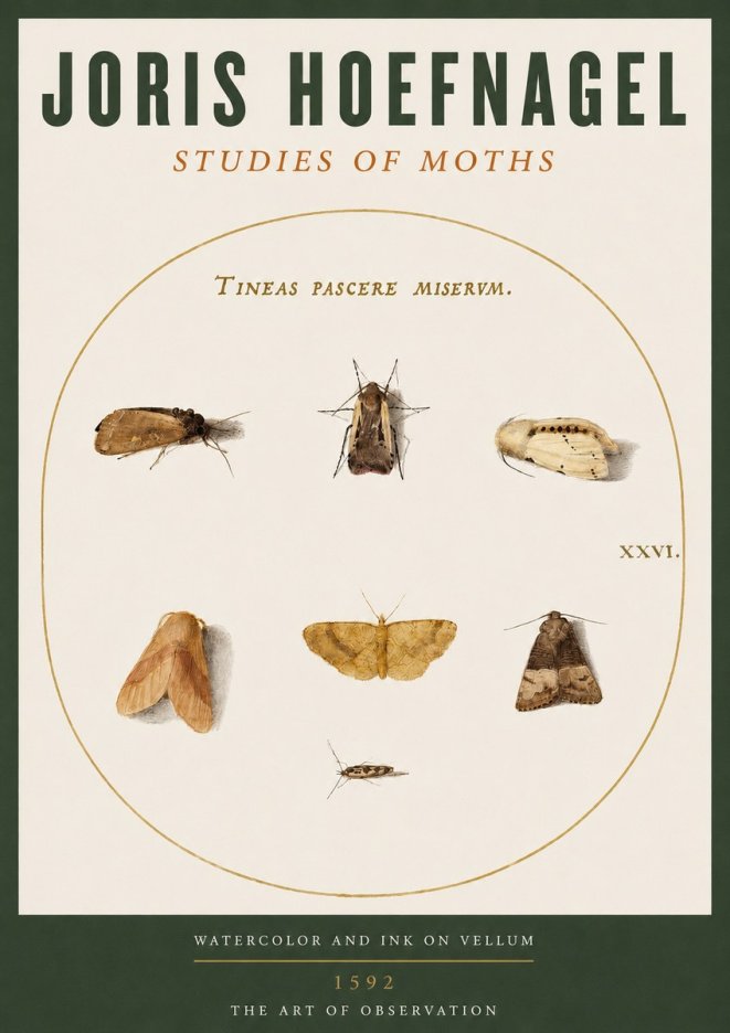 Joris Hoefnagel Studies of Moths II No2 - Plakat