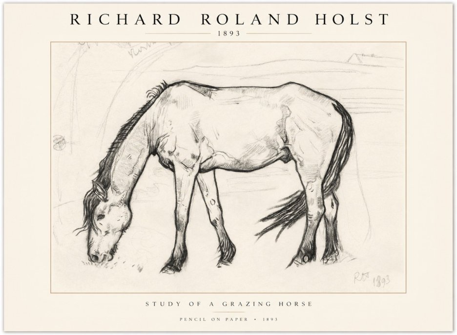 Richard Roland Holst Study of a Grazing Horse No1 - Plakat