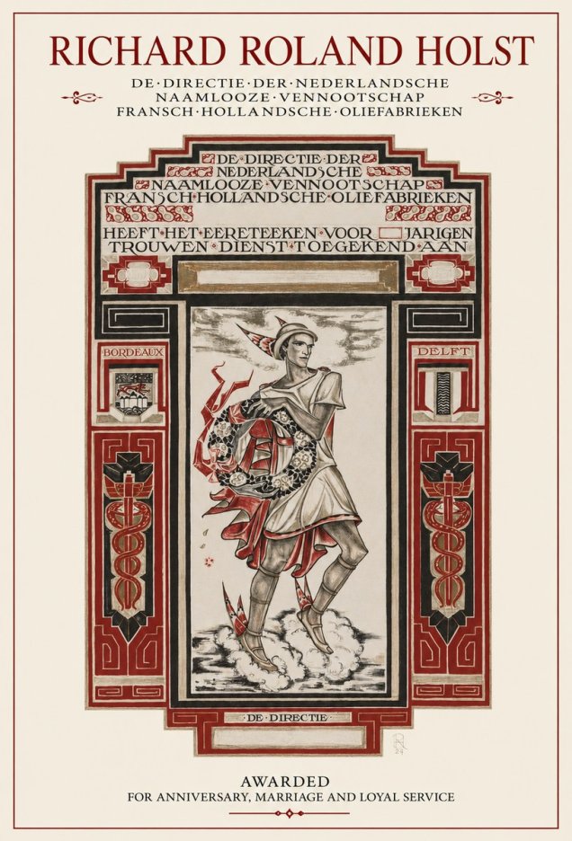 Richard Roland Holst Awarded for Anniversary, Marriage and Loyal Service No1 - Plakat