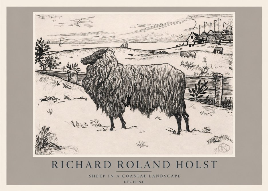 Richard Roland Holst Sheep in a Coastal Landscape No2 - Plakat
