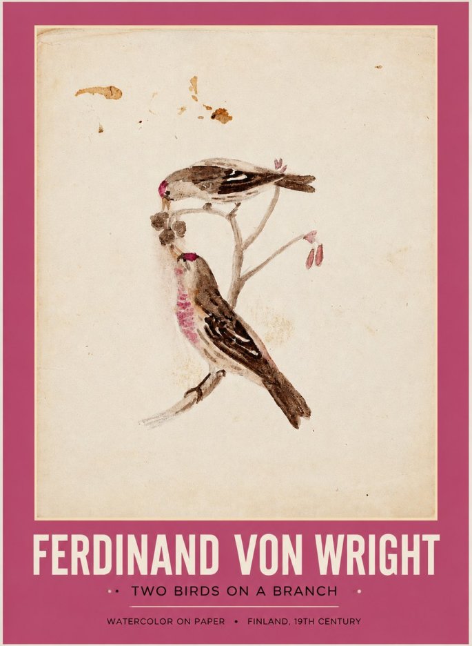 Ferdinand von Wright Two Birds on a Branch No2 - Plakat