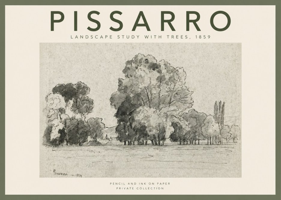 Pissarro Landscape Study with Trees No2 - Plakat