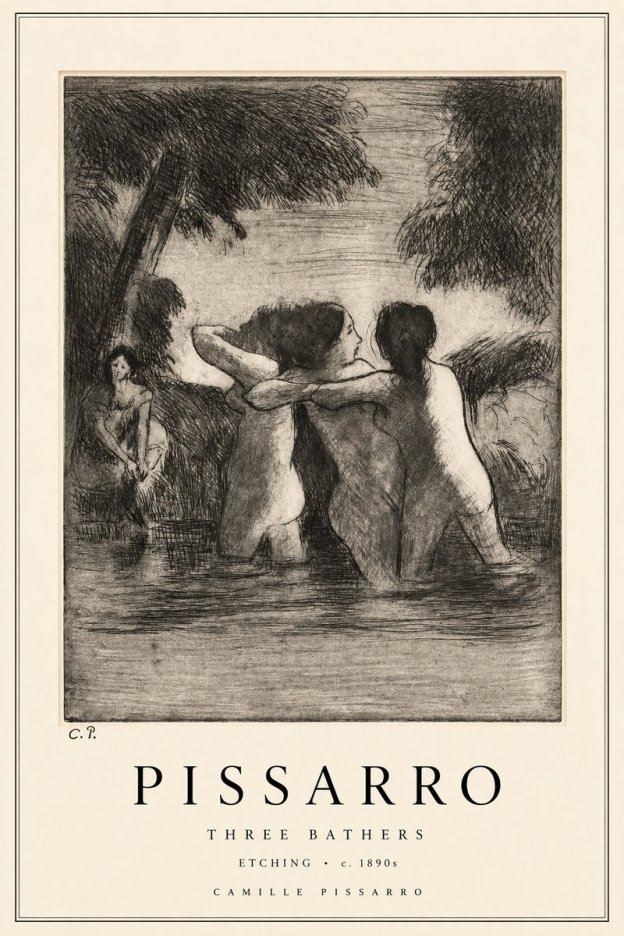 Pissarro Three Bathers No2 - Plakat
