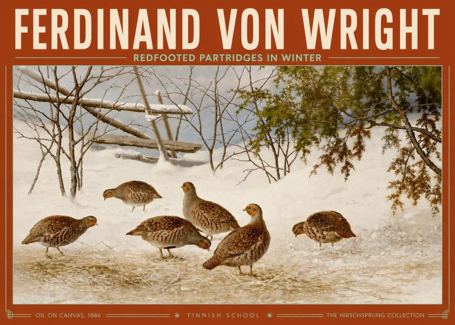 Ferdinand von Wright Redfooted Partridges in Winter No5 - Plakat