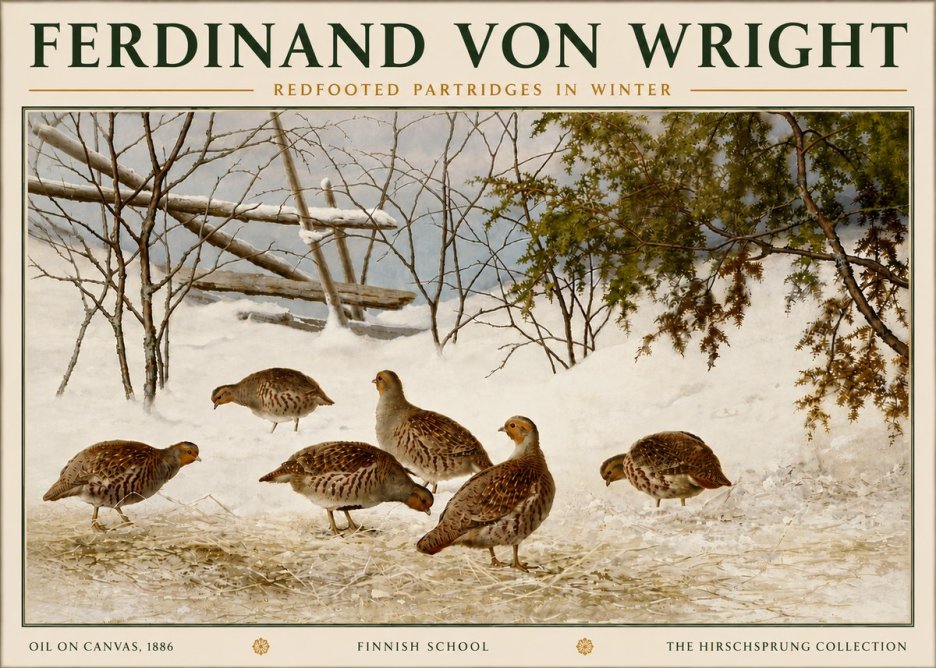 Ferdinand von Wright Redfooted Partridges in Winter No6 - Plakat