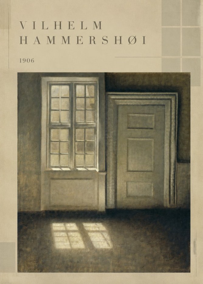 Vilhelm Hammershøi Interior. Sunlight on the Floor No5 - Plakat