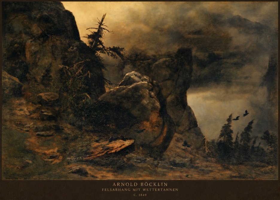 Arnold Böcklin Felsabhang Mit Wettertannen No2 - Plakat