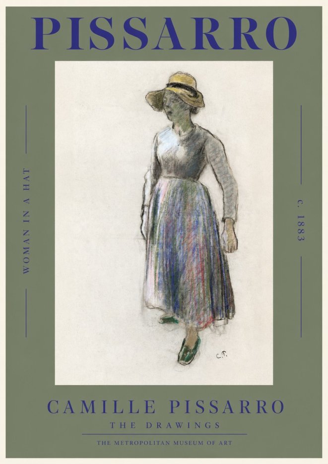 Pissarro Study of a Woman in a Hat No2 - Plakat