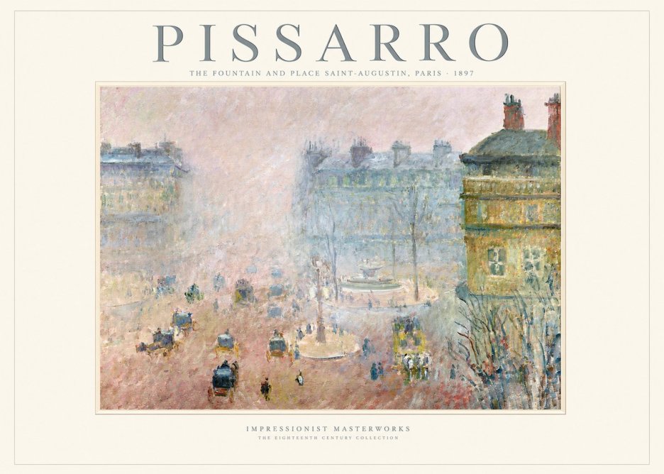 Pissarro The Fountain and Place Saint-augustin, Paris No1 - Plakat