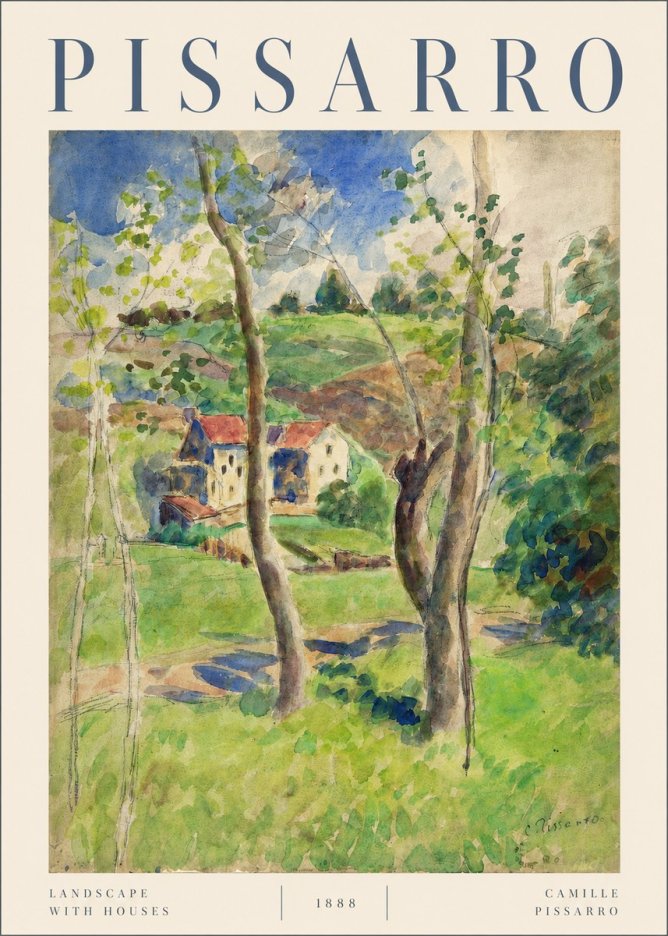 Pissarro Landscape with Houses No3 - Plakat