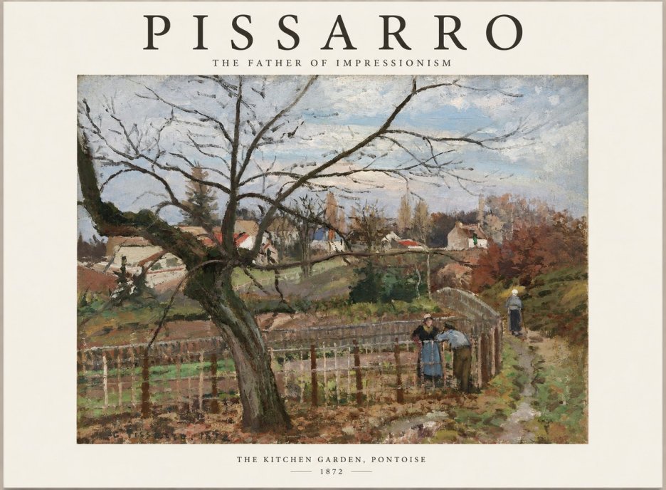 Pissarro The Kitchen Garden, Pontoise No1 - Plakat
