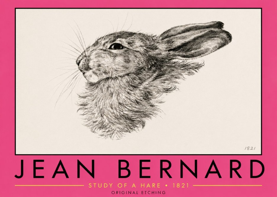Jean Bernard Study of a Hare No5 - Plakat